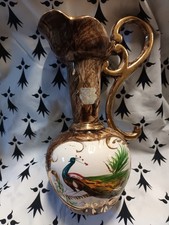 Hubert Bequet vase pichet en céramique modèle 250 décor paon