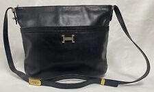 Vintage sac POURCHET cuir noir , vintage genuine leather Pourchet bag