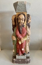 grande statue religieuse ancienne 4 saints bois polychrome sculpture selette 