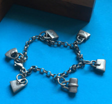 Bracelet Gourmette Mailles Jaseron Charms Sac Couture Mode Argent 925