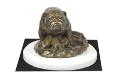 Anglais Bouledogue Type 2 - Figurine avec Un Chien Sur Blanc Socle en Bois