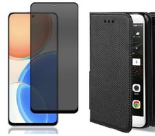 Etui Coque Housse Portefeuille + Verre Trempé Anti Espion pour Honor X6 X7A X8