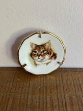 Petite Assiette Décorative Chat Roux en Porcelaine De Limoges - Miniature - Rare