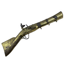 Superbe Réplique de Pistolet à Silex en Laiton avec Crochets, Décoration Murale