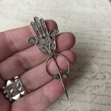 Fibule Argent Filigrané Main De Fatma Bijou Berbère Poinçonné