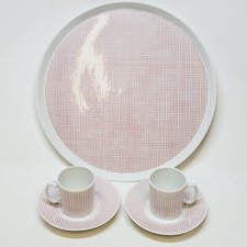 Plat A Tarte + 2 Tasses + 2 Soucoupes Porcelaine Philippe Deshoulières Lourioux