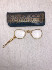 Lorgnette Loupe Ancienne Dorée Vermeil Et Son Étui
