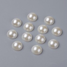 15 PERLES CABOCHON Demi Rond à coller acrylique Beige NACRE 16 mm - Dos Plat