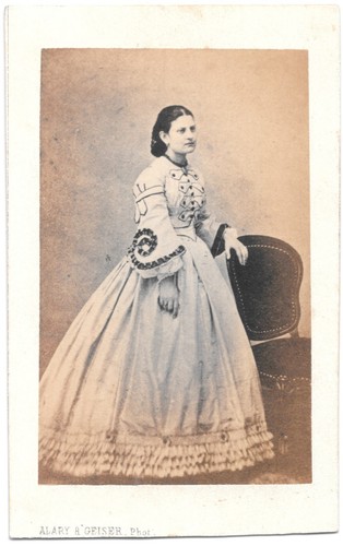 Photo cdv femme robe crinoline - femme,