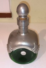Ancienne Carafe en verre vert et étain avec son bouchon d'origine