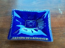 Cendrier cognac vintage français Gaston De Lagrange, bleu cobalt, années 60