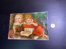 Superbe grand Chromo - Enfants et l'album de chromos - dos blanc - France 1880