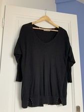 Pull femme large noir atypique manches 3/4 « DDP » T 2