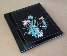 Ancien ALBUM photo à coller décor FLEURS & OISEAU vintage plastique scrapbooking