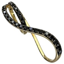 Bague US 6.6 W-ring bague à deux doigts diamant noir 1.05ct bague or K18...