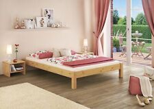 Lit adulte pin naturel 140x200 design moderne sans tête de lit, accessoires var.