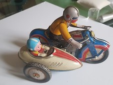 MOTO SIDE-CAR TÔLE LITHOGRAPHIÉE ÉTAT DE JEU Lg 18 cm CHINE ANNÉES 60