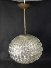 Grand globe à suspension boule à bulles  avec support laiton années 60/70