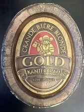 PANNEAU PUBLICITAIRE KANTERBRAU GOLD- BIERE- ENSEIGNE - BAR- IMITATION BOIS