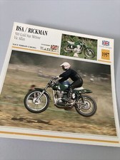 BSA Rickman 500 Métisse Vic Allan 1957 carte moto de collection Atlas UK