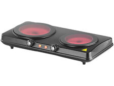 Double plaque de cuisson vitrocéramique à infrarouge 2000 W, Ø 16,4 & 18,8 cm -