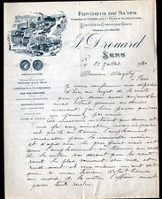 SENS (89) USINE FONDOIR / CHANDELLES SAINDOUX SUIFS "J. DROUARD" Lettre en 1920