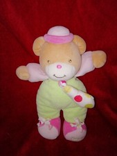 Doudou Peluche Ours Beige Vert