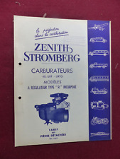 tarif et éclaté des pièces des carburateurs ZENITH  STROMBERG modèle 48 URT URTG