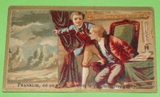 CHROMO 1890-1900 OUTIN PARIS BENJAMIN FRANKLIN 1758 PARATONNERRE USA