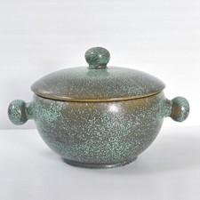 SOUPIERE SALADIER VINTAGE 1960 LUNETTA VALLAURIS EN CERAMIQUE DOREE 60S 1960S