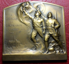 Vintage World War I Lorraine USA Flirey war memorial 1919 rare medal by A. FINOT