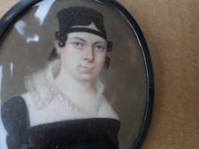 Peinture Miniature-Portrait femme-École française  XIXe-Empire-cadre -painting  