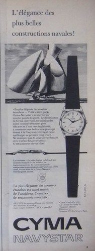 Publicité 1958 montres cyma - publicitÉ,