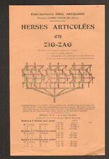 SARRE-UNION (67) MACHINES AGRICOLES / HERSE "Ets. PAUL HACQUARD"