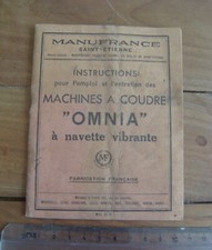 ANCIEN MANUELLE INSTRUCTIONS EMPLOI ENTRETIEN MACHINES A COUDRE OMNIA NAVETTE