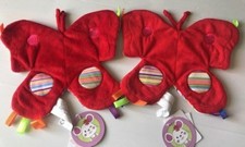 LOT DE 2 DOUDOUS Papillon collection Eugénie Carré Blanc NEUF étiqueté