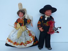 COUPLE DE BIGOUDENS - POUPEES ANCIENNES FOLKLORIQUES - CELLULOID -VINTAGE