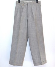 French Vintage 1930/40s Grey Wool Tailored Pleated Pants W32 Made in France