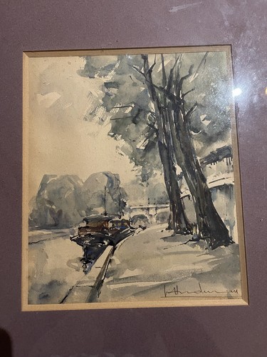 Tableau aquarelle peniche a - aquarelle, ,