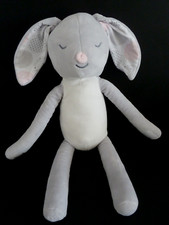 K1. DOUDOU OBAIBI LAPIN gris rose - sans robe ni plaid - scratch aux mains 41cm