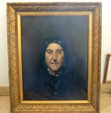 Tableau ancien XIXe huile toile E Paupion répertorié portrait femme