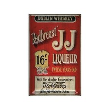 Plaque métal publicitaire 20x30 cm bombée en relief :  J.J liqueur Whisky Dubl