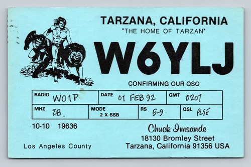 Ham radio qsl w6ylj tarzana - qsl,