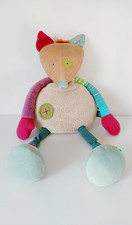 Peluche/Doudou Grand Loup Beige Bleu Vert 65cm Les Jolis Pas Beaux - Moulin Roty