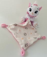?EXCELLENT ÉTAT Doudou Mouchoir chat Marie Aristochats blanc Crème Rose Disney