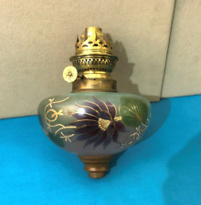ancien réservoir de lampe à pétrole en verre émaillé & doré 20cm no globe tulipe