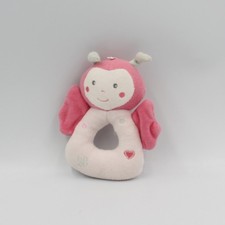 Doudou hochet papillon rose