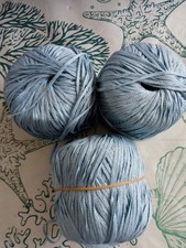 Lot de 3 Pelotes de Coton plat (Bleu Clair) 60g chacune environ