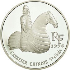 Pièce de monnaie, France, Cavalier chinois, 10 francs - 1,5 euro, 1996, Paris, BE, STGL