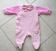Pyjama bébé fille grenouillère 3 mois rose touché velours BILOBA 